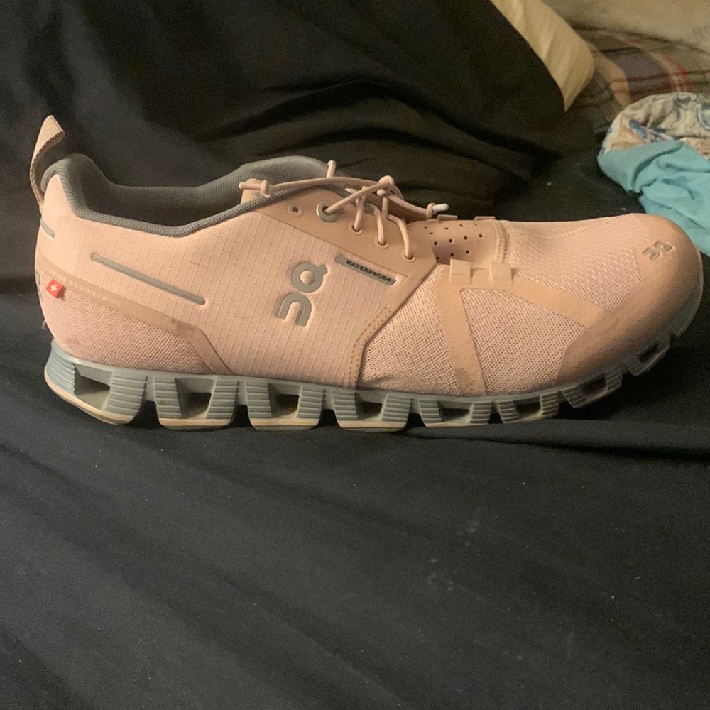 On cloud, baby pink.  size 10. Wore few times.